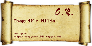 Obagyán Milda névjegykártya